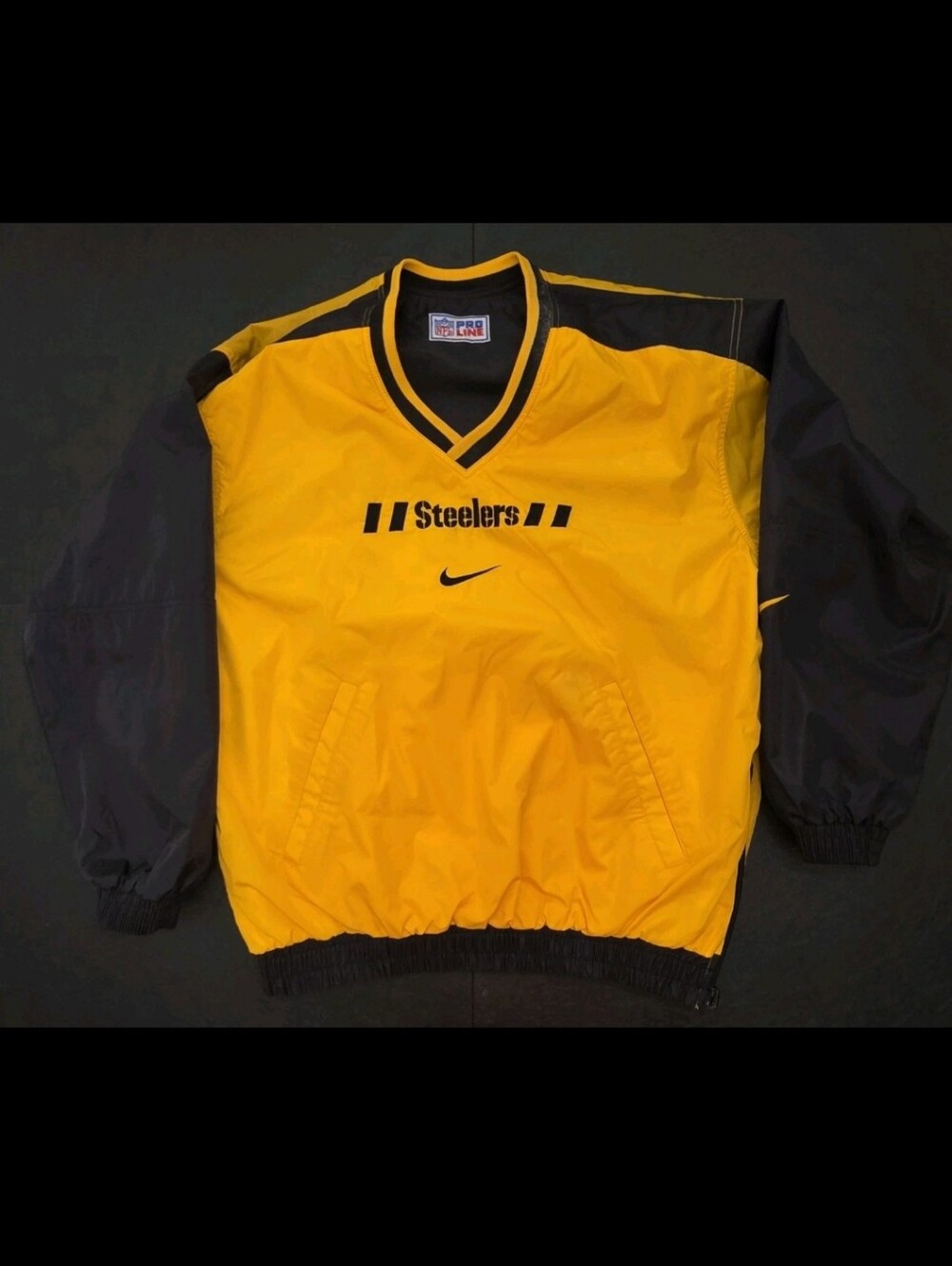 Nike Steelers Pullover Jacket NFL Pro Line Black Yellow Mens L/XL - VTG - Nice